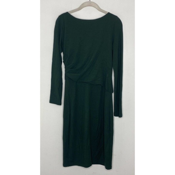 Two Ronen Chen Emerald Green Long Sleeve Stretch Draped Dress Size 4 - Picture 5 of 5